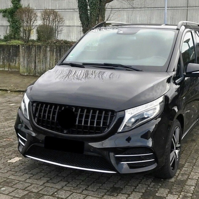 GT R Panamericana style Front Grille for Mercedes Vito W447 (14-19), glossy black - Bilde 4