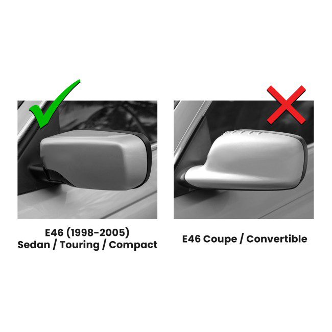 M style Mirror Caps set for BMW E46 Sedan / Touring / Compact, glossy black - Bilde 6