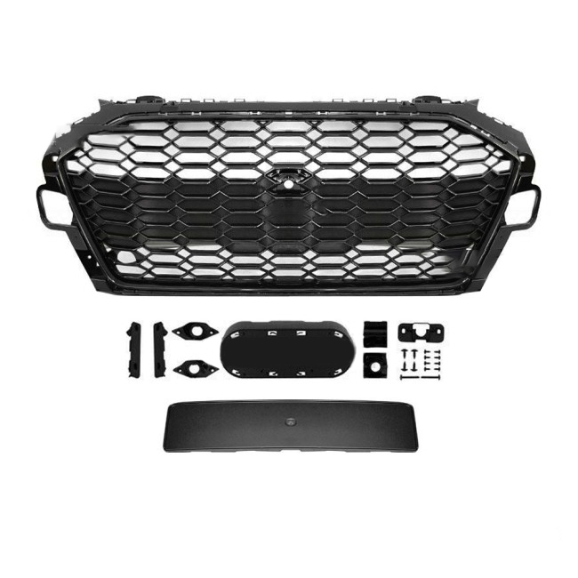 RS-style front Grille for Audi A4 B9 (20-24), glossy black