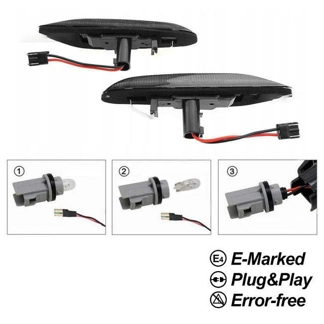 Sequential LED side indicators + LED license plate light, set for BMW E90 / E91 - Bilde 4