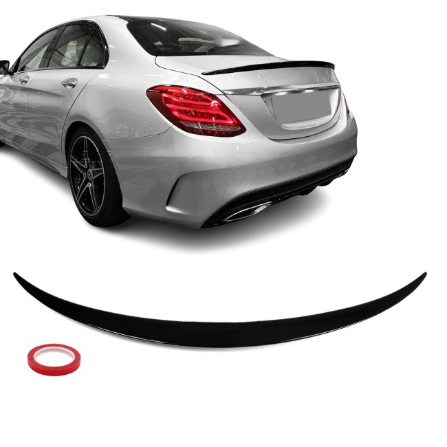 Trunk spoiler for Mercedes W205, glossy black (14-21)