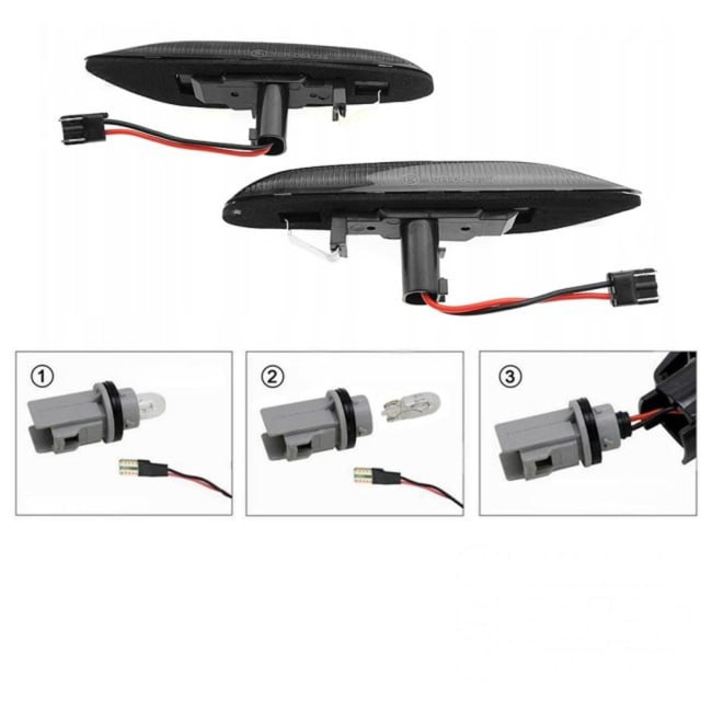 Dynamic LED side indicators for BMW E60 / E61 (03-10), black - Bilde 2