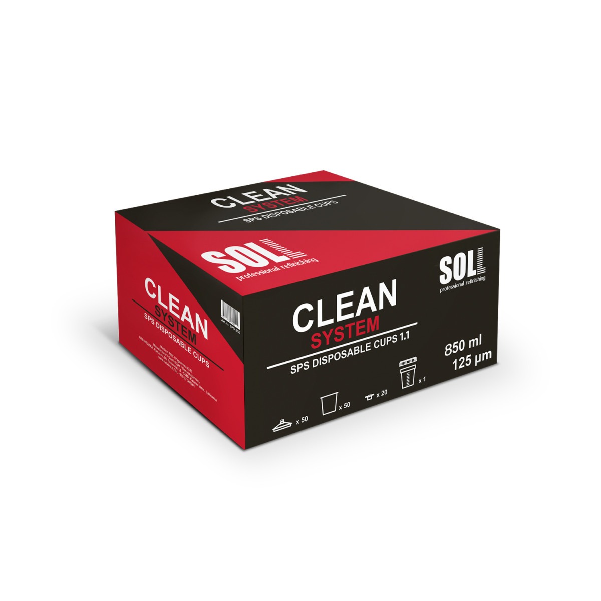 SOLL SPS Lids and Liners 850ml, 125mk (50 pcs lids and liners, 1 pc hard cup, 20 pcs plugs) - Bilde 2